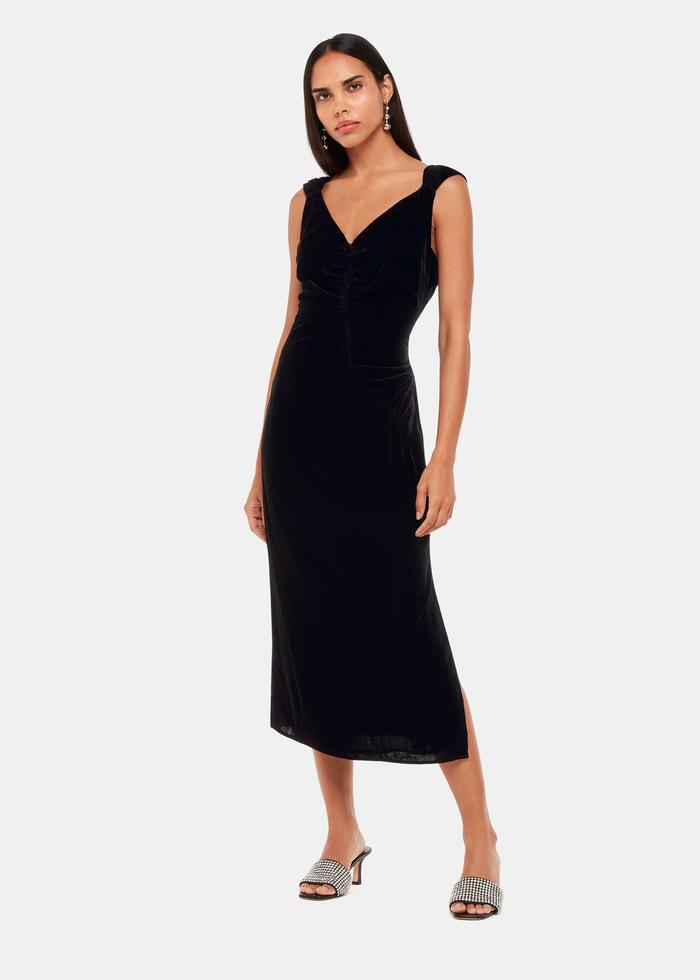Whistles Draped Velvet Midi Dress