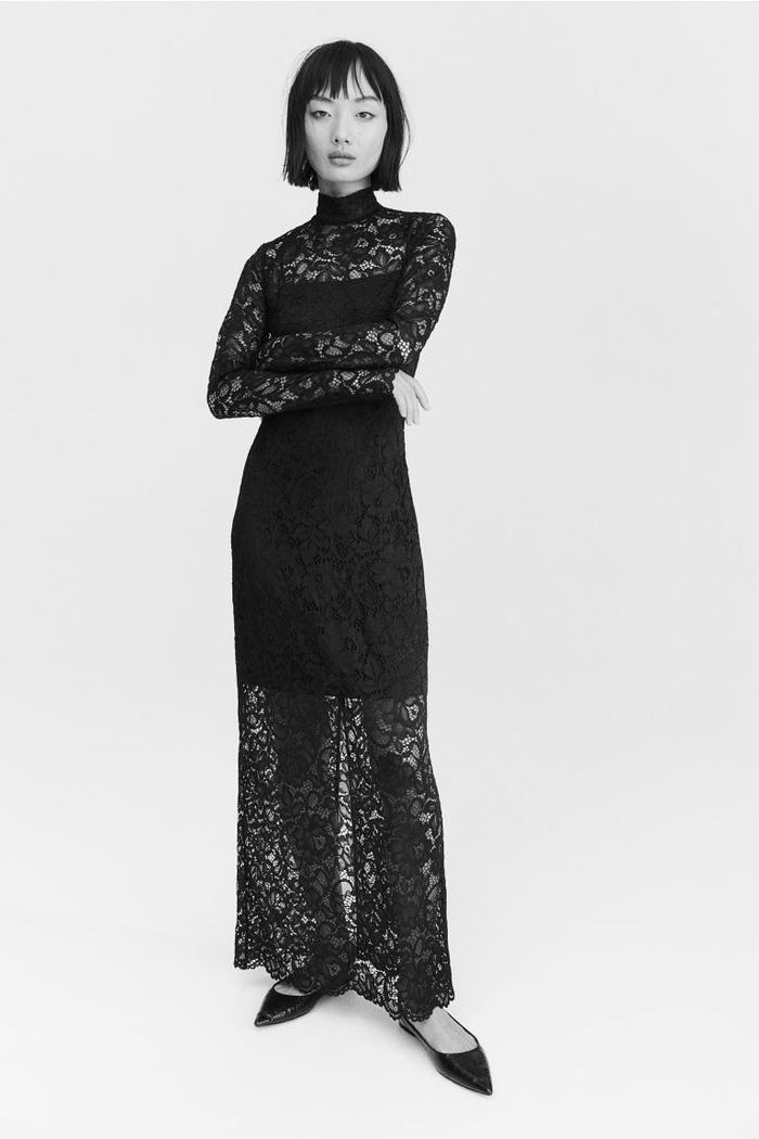H&M Stand-Up Collar Lace Dress