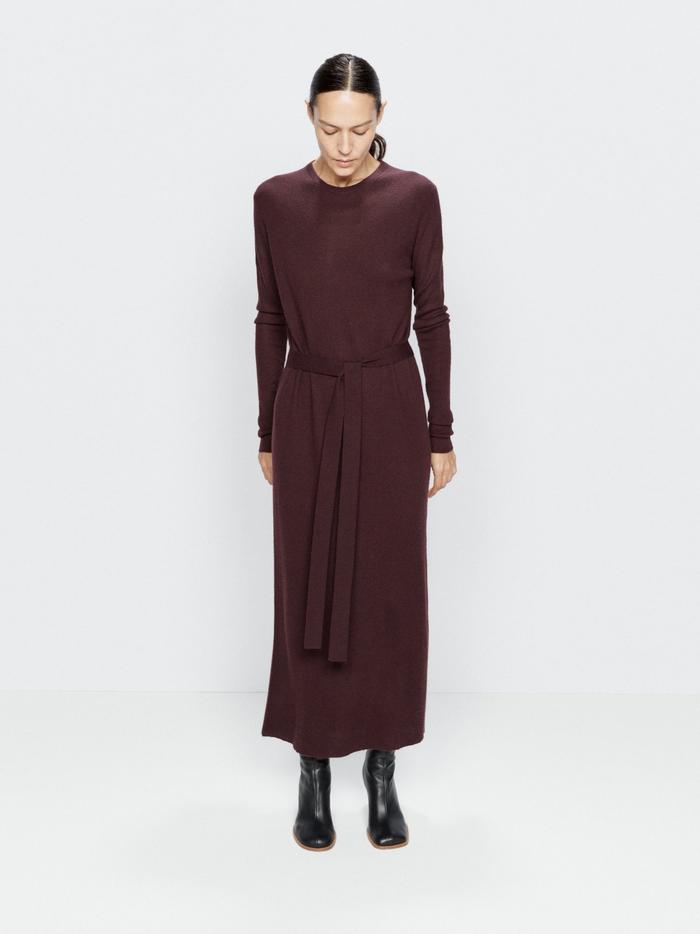 RAEY Crew Neck Cashmere Belted Midi Dress