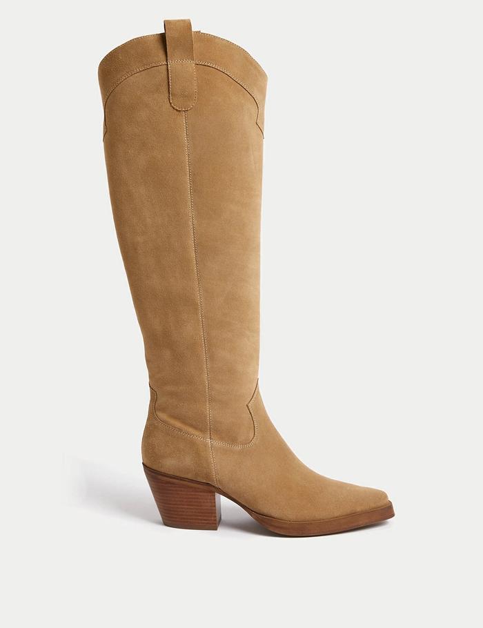 Per Una Suede Cow Boy Knee High Boots