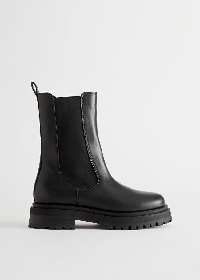 & Other Stories Chunky Chelsea Leather Boots