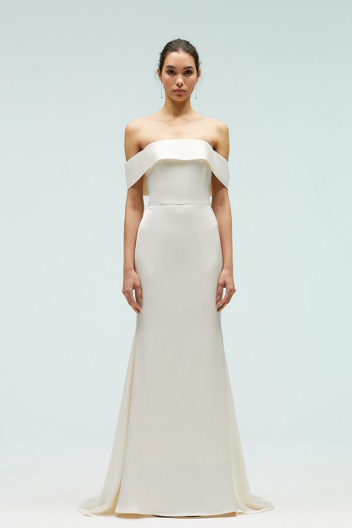 Coast Satin Bardot Fishtail Maxi Dress With Train