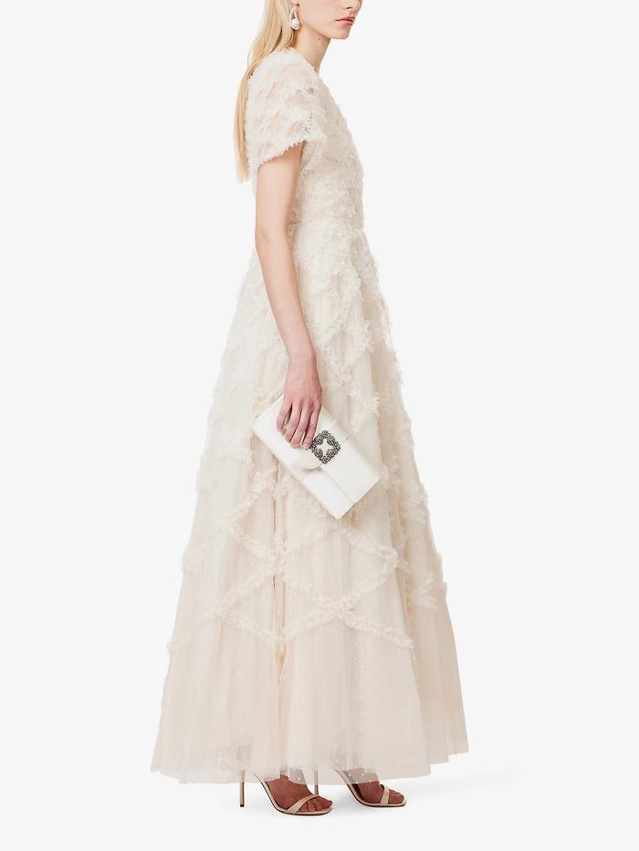 Needle & Thread Evelyn ruffled recycled-polyester gown