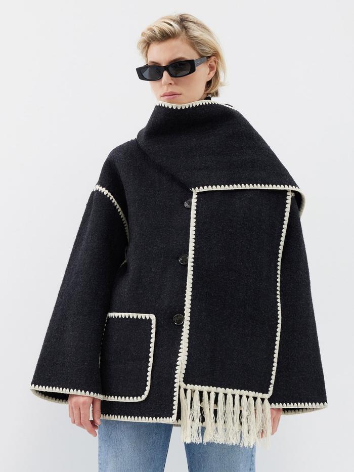 Toteme Scarf-Neckline Felt Jacket