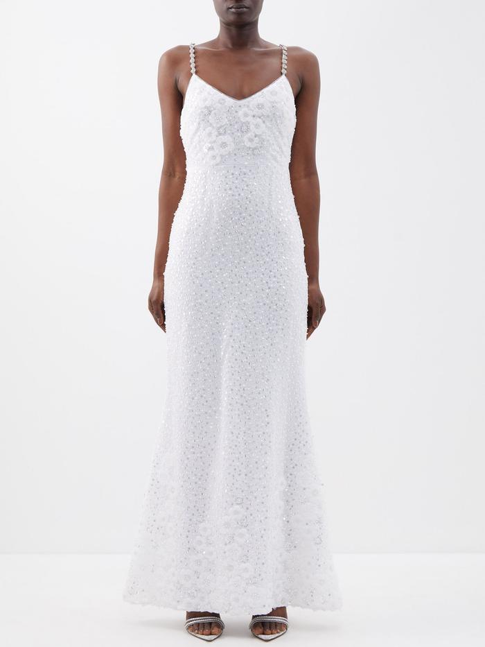 Self-Portrait Beaded Tulle Maxi Dress