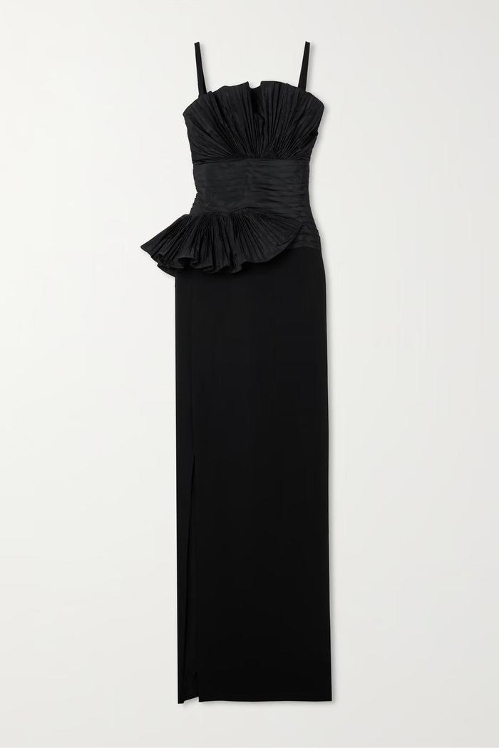 Elie Saab Pleated Taffeta and Crepe Gown
