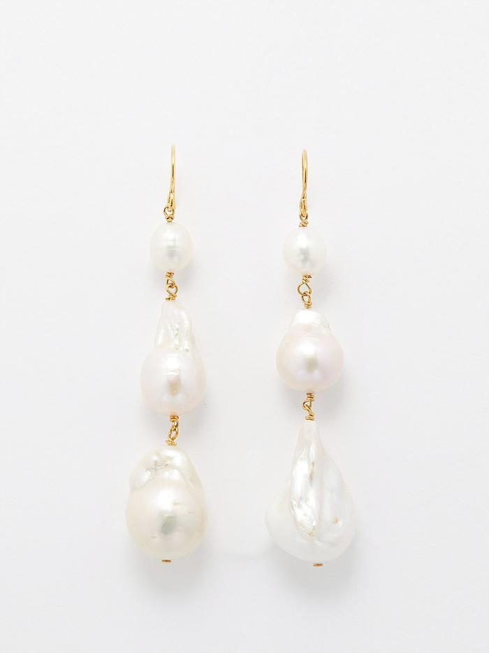 Jil Sander Freshwater and Baroque Pearl Earrings