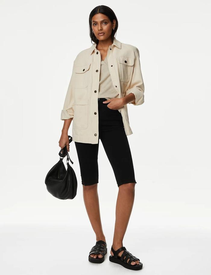 M&S Collection Magic Shaping Denim Knee Length Shorts