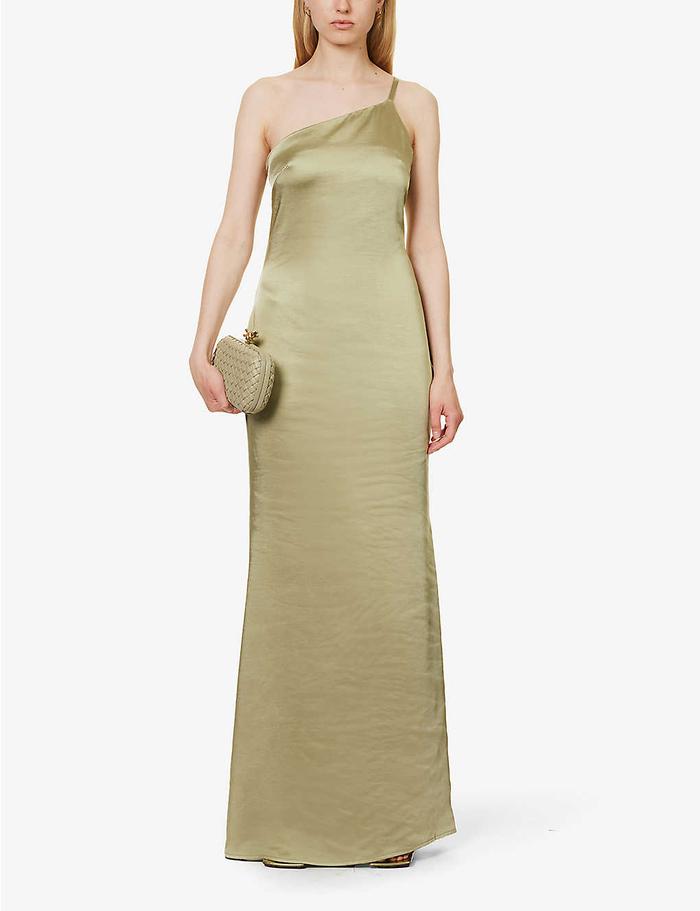 Pretty Lavish Amelia One-Shoulder Satin Maxi Dress