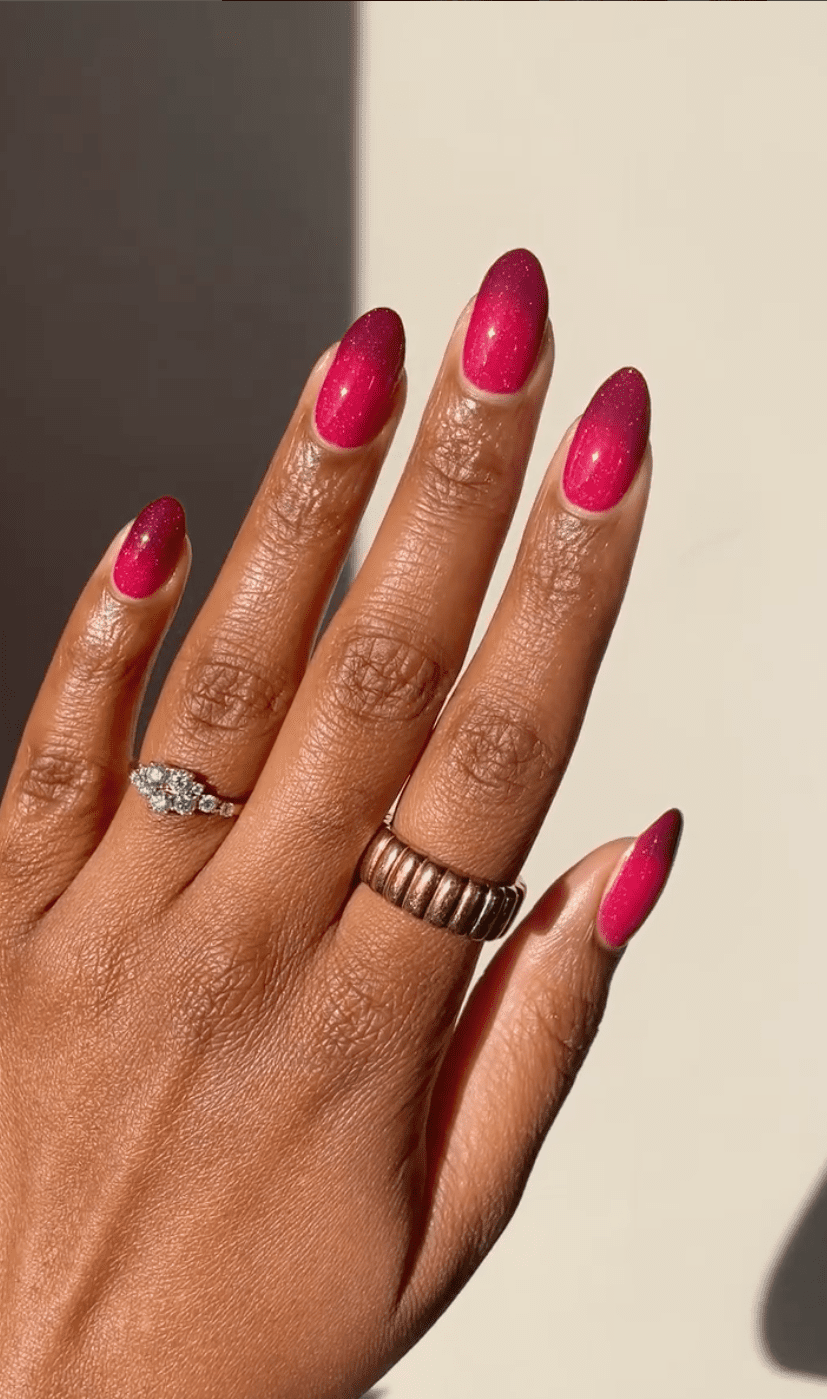 Berry Red Christmas Ombre Nails