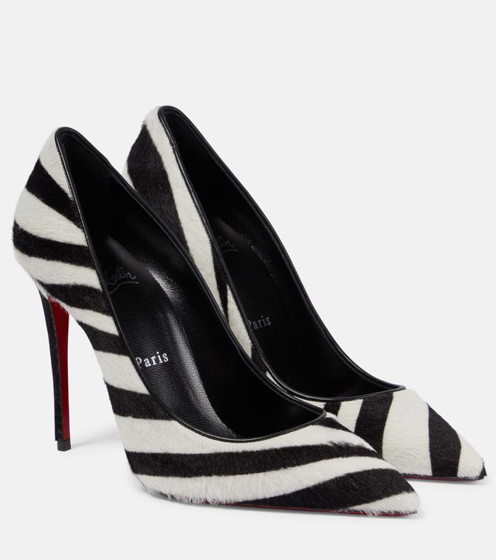 Christian Louboutin Kate 100 Zebra Print Calf Hair Pumps
