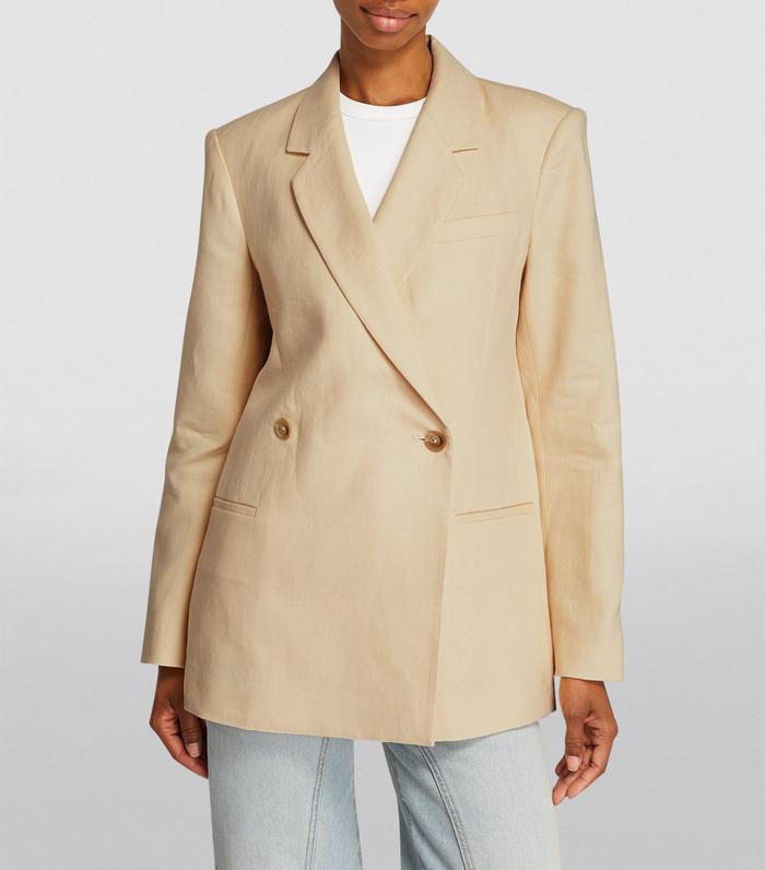 Anine Bing Kaia Double-Breasted Linen Blazer