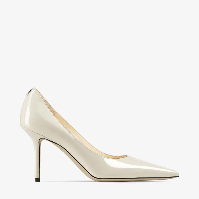 Jimmy Choo Latte Patent Leather Pumps with JC Emblem