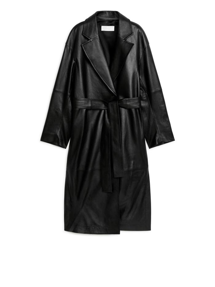 Arket Belted Leather Coat