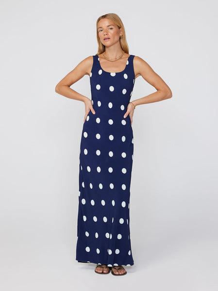 Kitri Hera Navy Polka Dot Dress