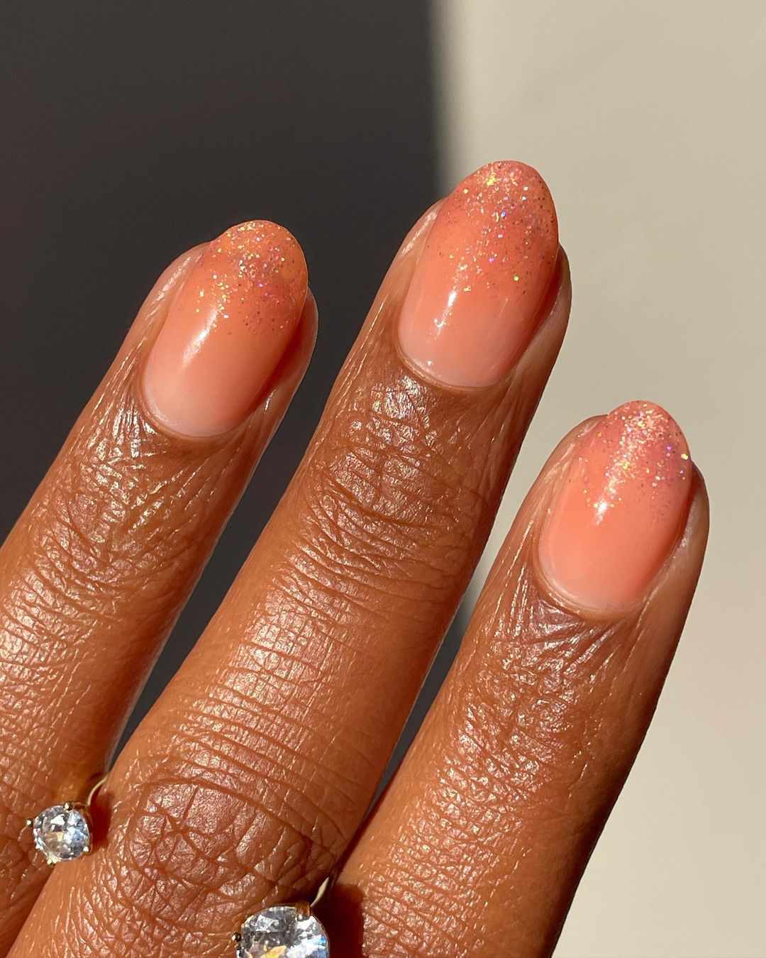 Champagne Christmas Ombre Nails