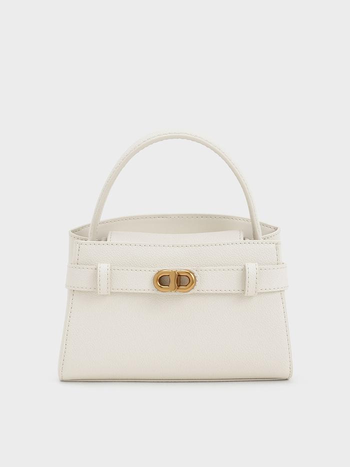 Charles & Keith Aubrielle Metallic-Buckle Top Handle Bag
