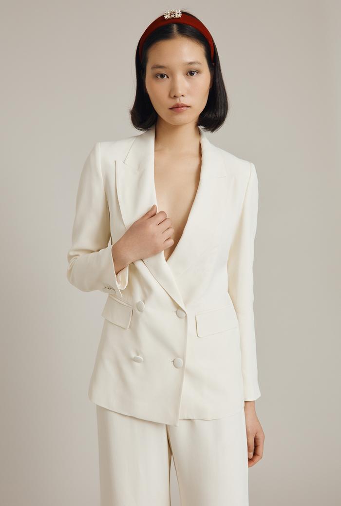 Ghost Viola Crepe Ivory Blazer