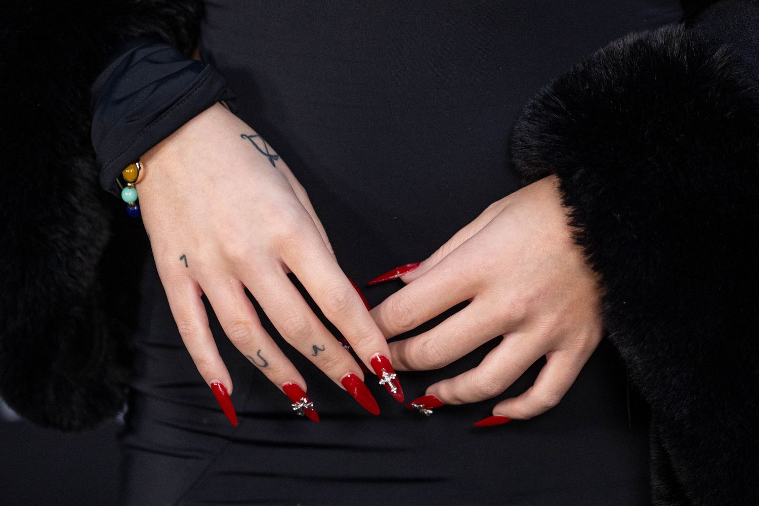 Loren Gray attends the 2023 Zodiac Ball at The Houdini Estate with red nails.